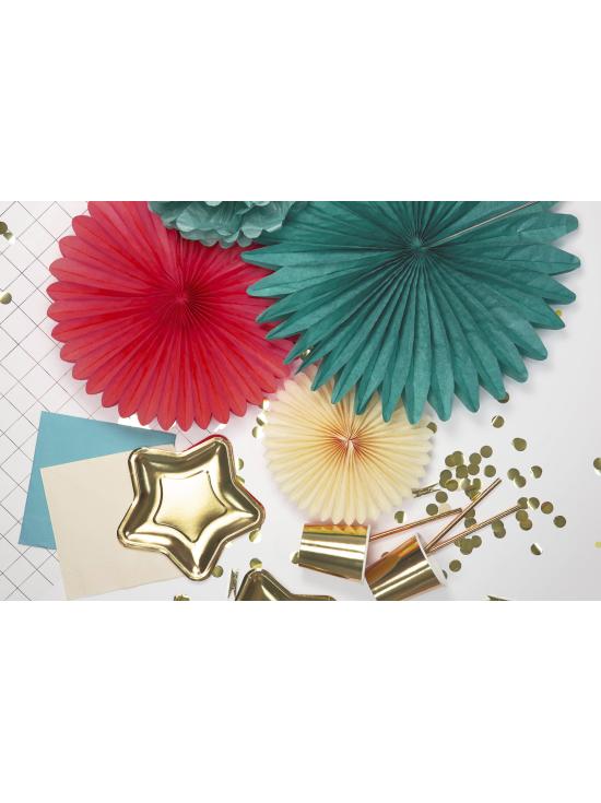 3 Abanicos de papel decorativos rojos (20-30-40 cm)