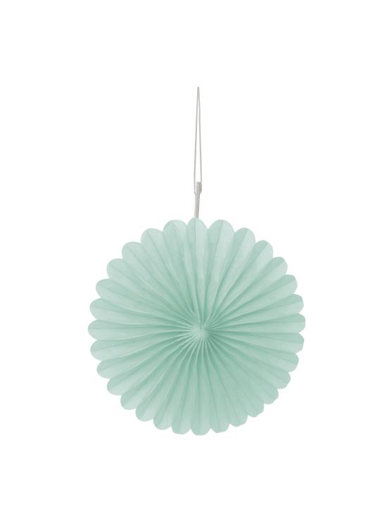 3 Abanicos de papel decorativos verde menta (15,2 cm) - Línea Colores Básicos