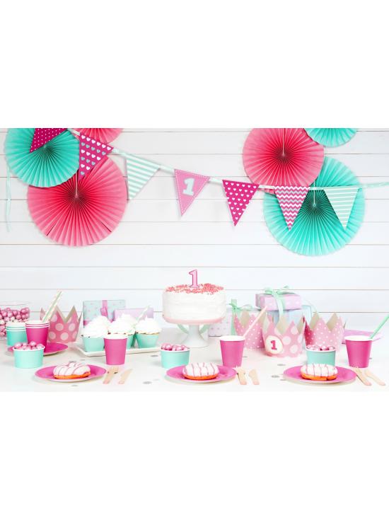 3 abanicos de papel decorativos fucsias