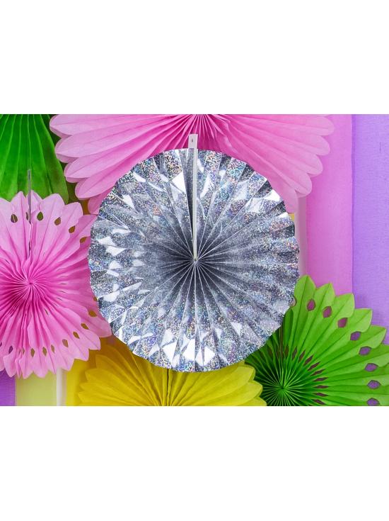 3 abanicos de papel decorativos holográficos