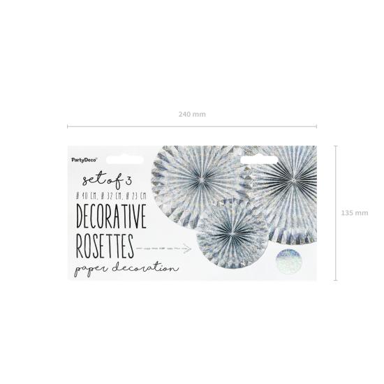 3 abanicos de papel decorativos holográficos