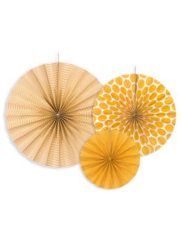 3 abanicos de papel decorativos naranjas