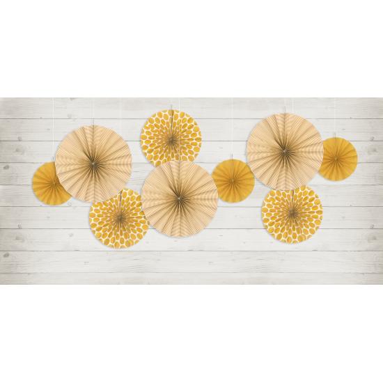 3 abanicos de papel decorativos naranjas
