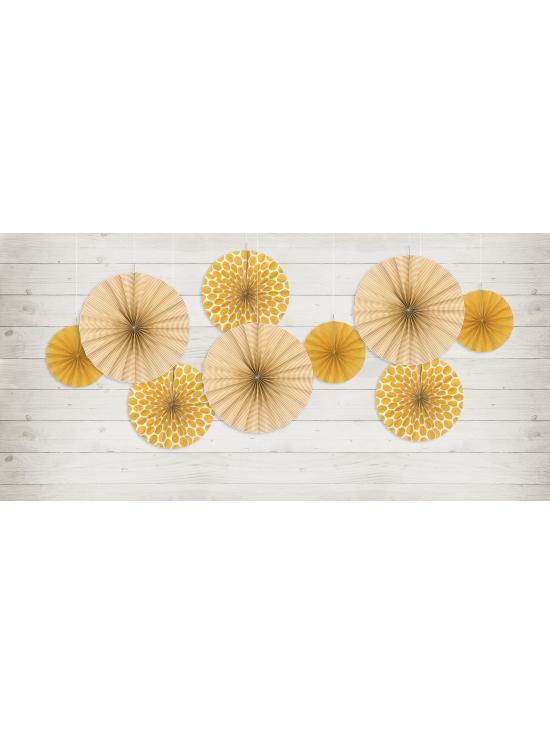 3 abanicos de papel decorativos naranjas