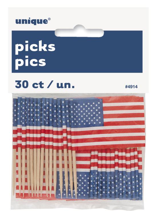 30 toppers decorativos Bandera de USA - American Party