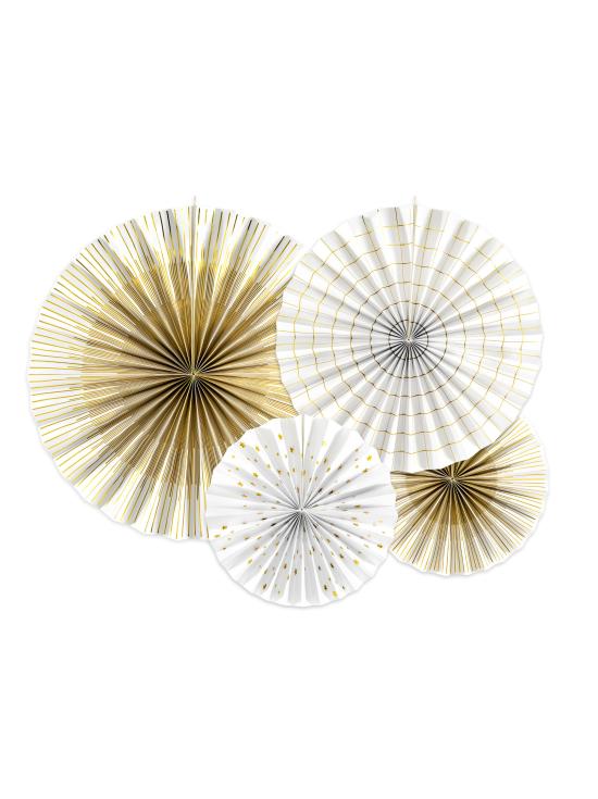 4 abanicos de papel decorativos blancos