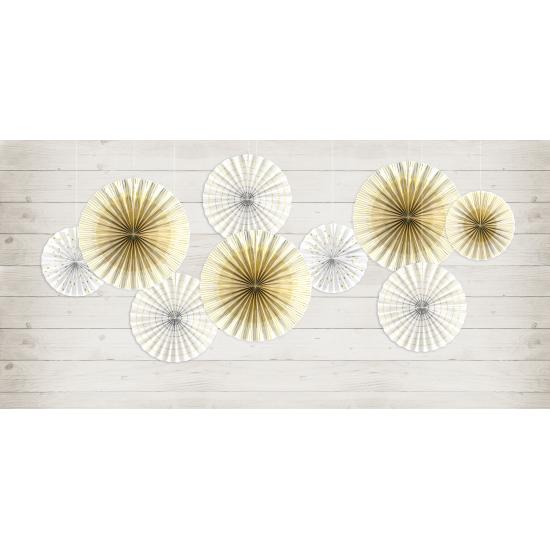 4 abanicos de papel decorativos blancos