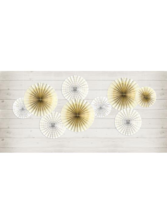 4 abanicos de papel decorativos blancos