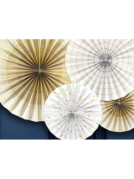 4 abanicos de papel decorativos blancos