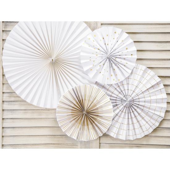 4 abanicos de papel decorativos blancos