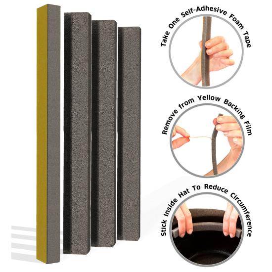 4 FITAS DE ESPUMA AUTOADESIVAS para fixar chapéus soltos 4 FITAS DE ESPUMA AUTOADESIVAS para fixar chapéus soltos