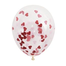 5 globos de látex con confetti en forma de corazón (40 cm)