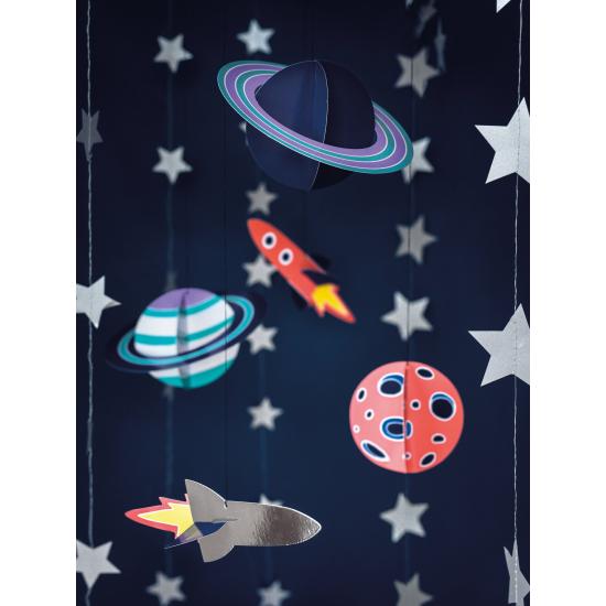 5 guirnaldas colgantes con figuras del espacio - Space Party