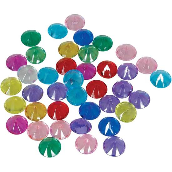 50 Diamantes Decorativos Multicoloridos (1,5 cm) - Acessórios para Festas e Eventos