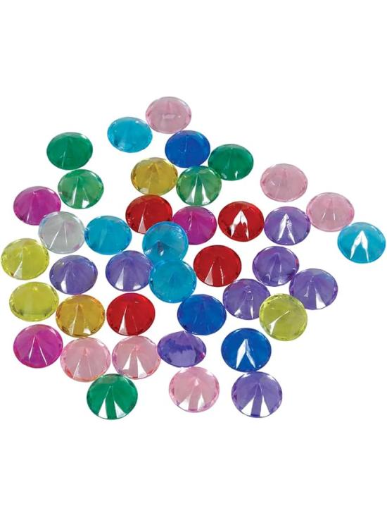 50 Diamantes Decorativos Multicoloridos (1,5 cm) - Acessórios para Festas e Eventos