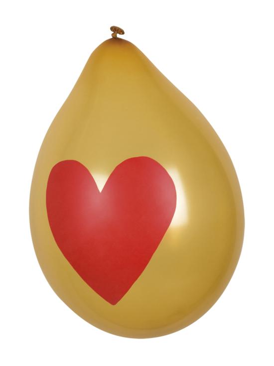 6 globos amor con corazones dorados (25 cm)