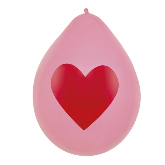 6 globos amor con corazones dorados (25 cm)