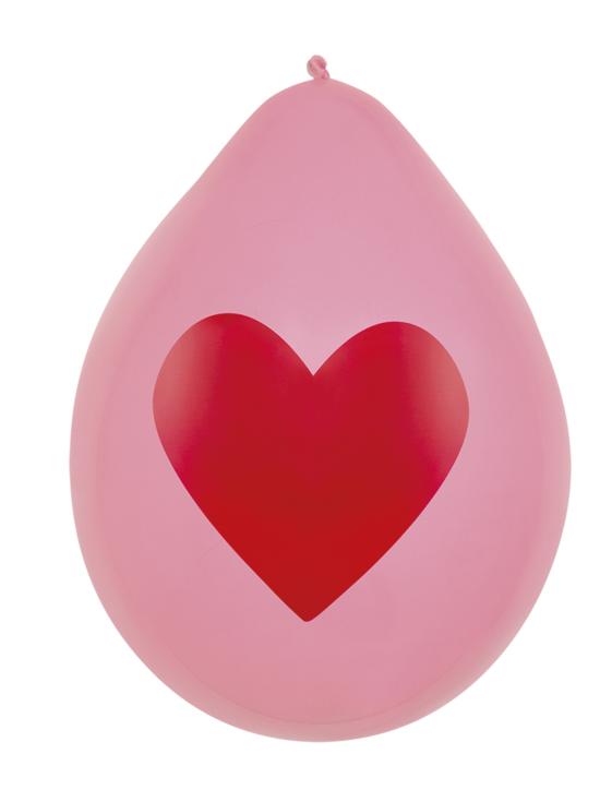 6 globos amor con corazones dorados (25 cm)