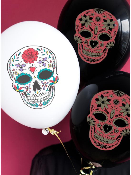 6 globos de Catrina blancos - Día de los muertos