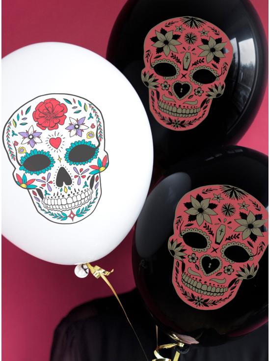6 globos de Catrina negros - Día de los muertos