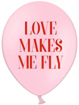 6 globos de látex "Love makes me fly" ( 30 cm) - Valentine Collection