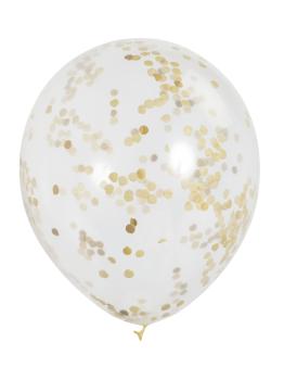 6 globos de látex con confeti dorado interiores