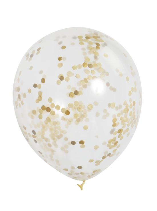 6 globos de látex con confeti dorado interiores