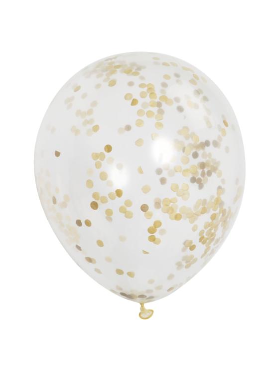 6 globos de látex con confeti dorado interiores