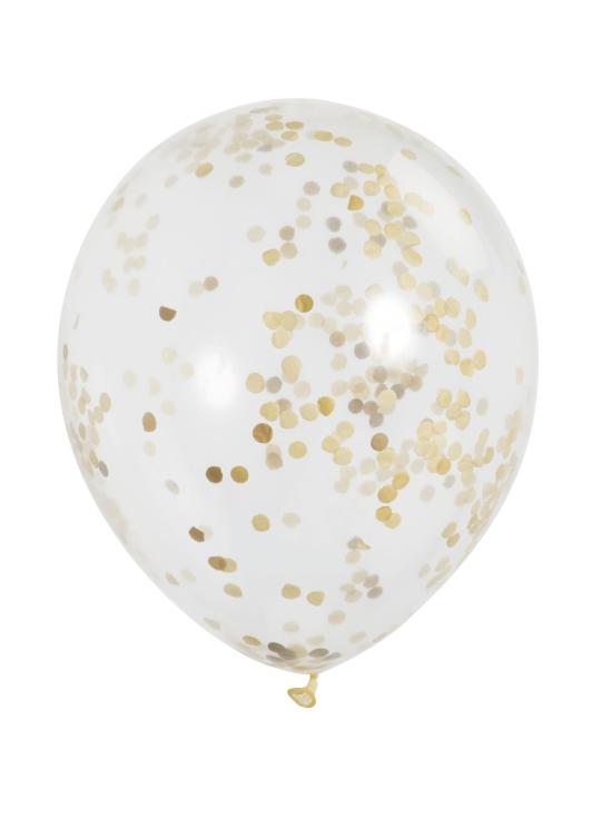6 globos de látex con confeti dorado interiores