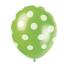 6 globos verde lima con topos blancos (30 cm)