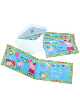 6 invitaciones Peppa Pig