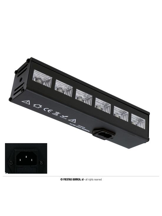 6 Leds Luz negra uv para interior de 6x3 w