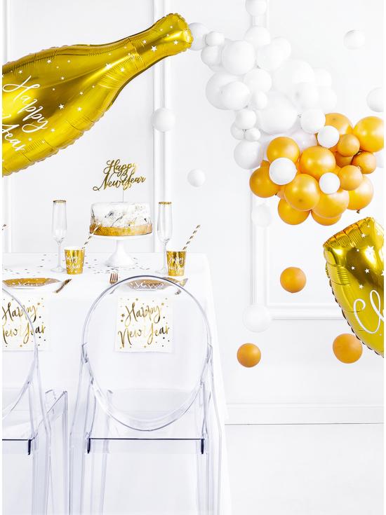 6 platos Fin de Año Happy New Year dorados (20 cm) - Jolly New Year