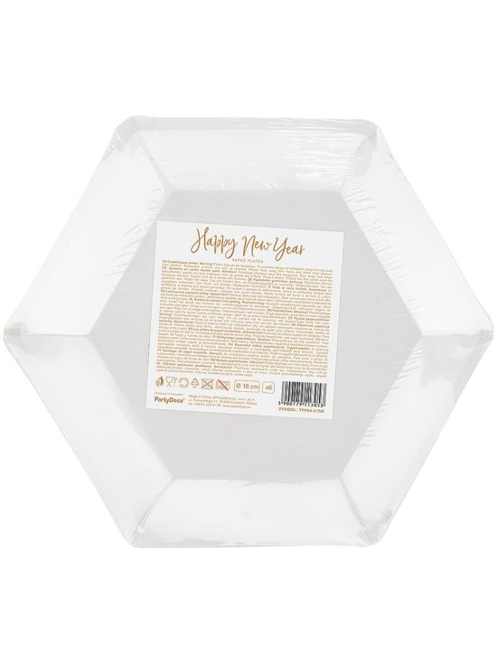 6 platos Fin de Año Happy New Year dorados (20 cm) - Jolly New Year