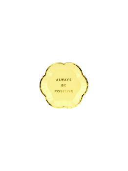6 platos amarillo pastel con borde dorado "Always be positive" de papel (13 cm) - Yummy