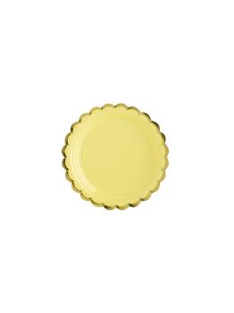 6 platos amarillo pastel de papel (18 cm) - Yummy
