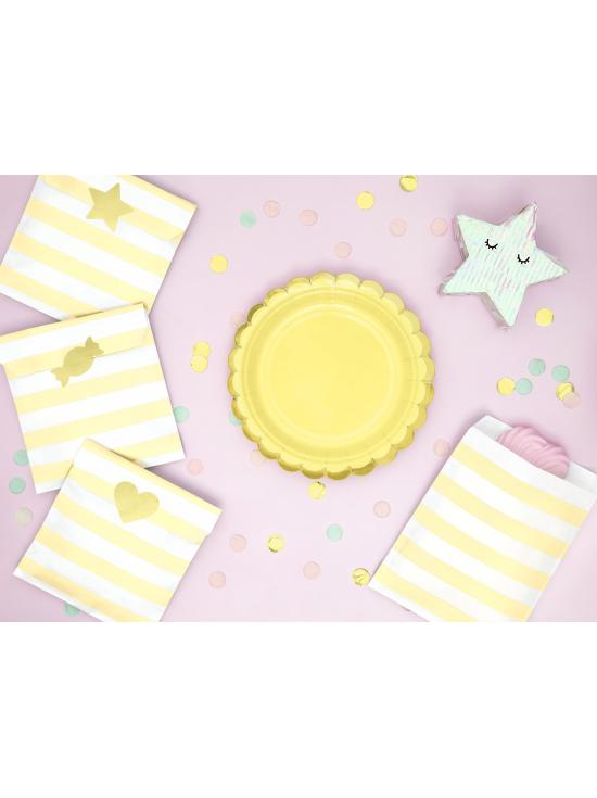6 platos amarillo pastel de papel (18 cm) - Yummy