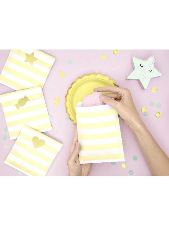 6 platos amarillo pastel de papel (18 cm) - Yummy