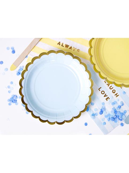 6 platos azules pastel de papel (18 cm) - Yummy