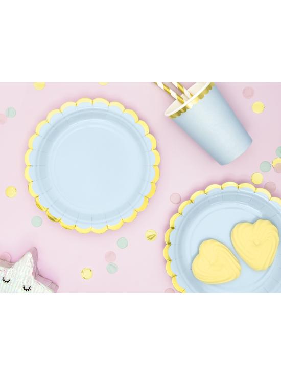 6 platos azules pastel de papel (18 cm) - Yummy