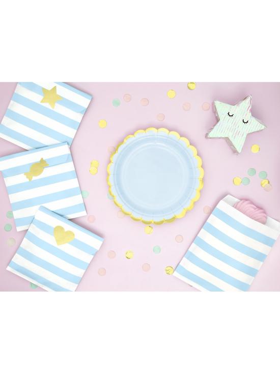 6 platos azules pastel de papel (18 cm) - Yummy
