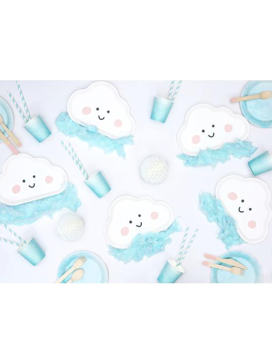 6 platos blancos con forma de nube de papel (26x17 cm)