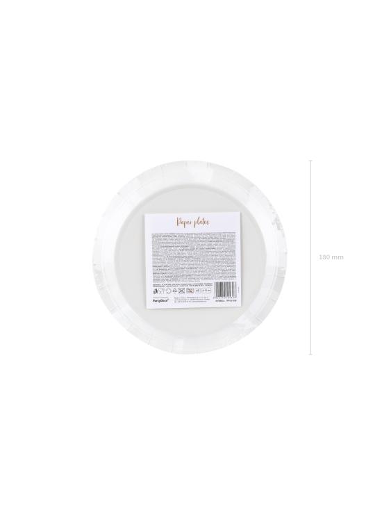 6 platos blancos con lunares en oro rosas de papel (18 cm) - Polka Dots Collection