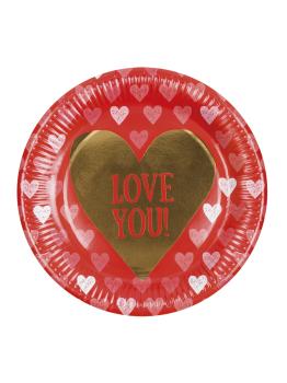 6 platos con corazones - Love You (23 cm)