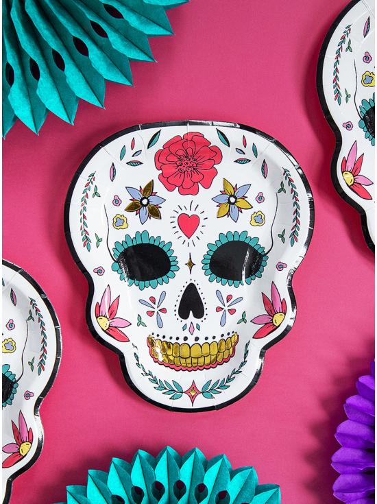 6 platos de Catrina blancos - Día de los muertos