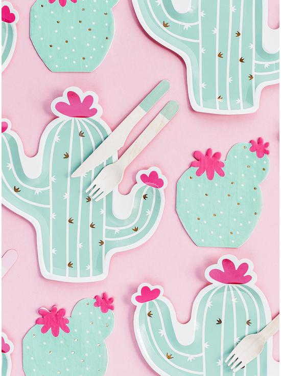 6 platos de cactus (23 cm) - Llama Party