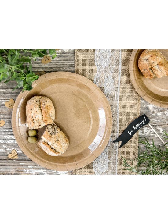 6 platos de papel Kraft - Natural Wedding (23 cm)