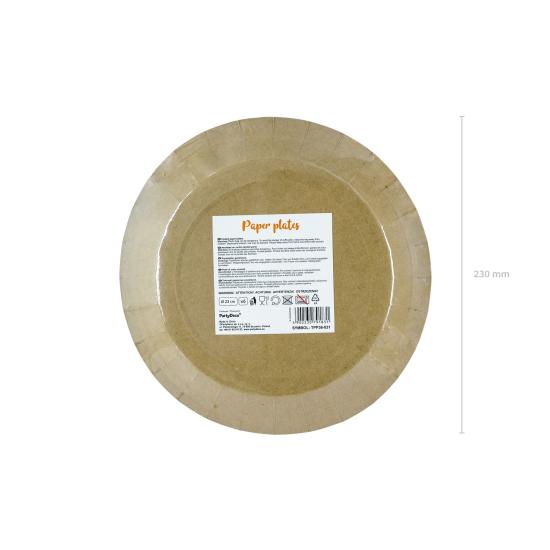 6 platos de papel Kraft - Natural Wedding (23 cm)
