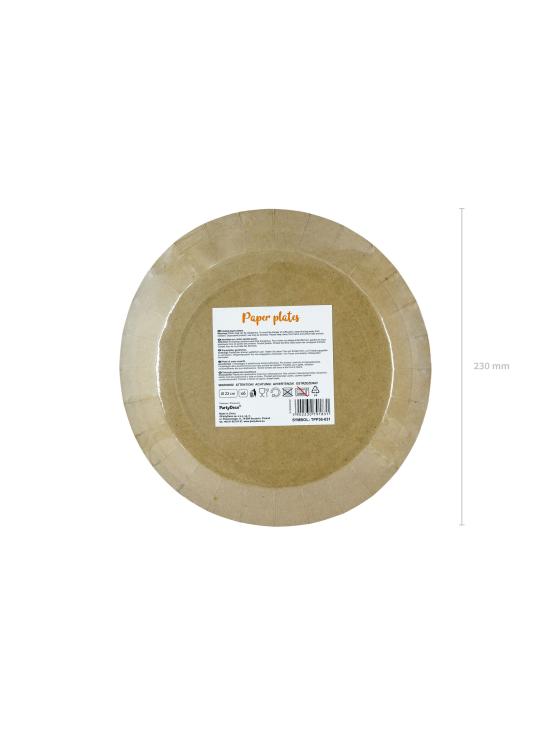 6 platos de papel Kraft - Natural Wedding (23 cm)