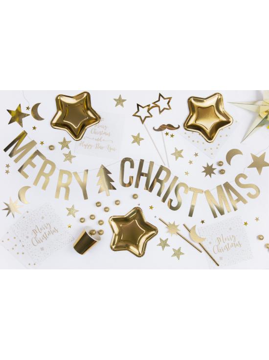 6 platos dorados con forma de estrella de papel (18 cm) - New Year’s Eve & Carnival